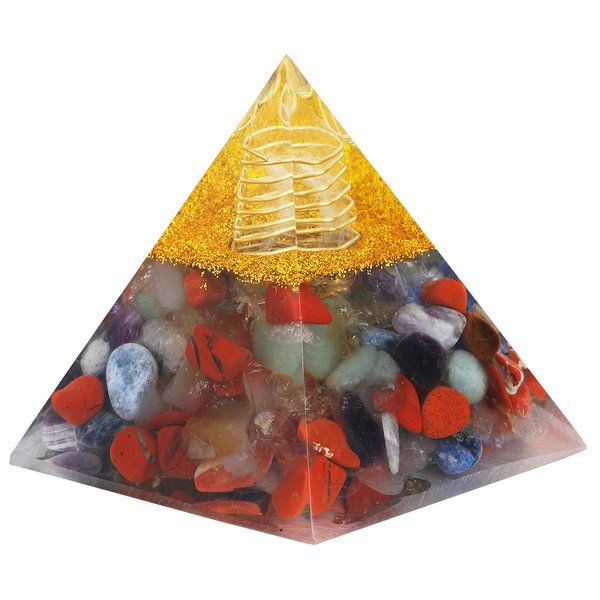 mookaitedecor Healing Crystal 7 Chakra Pyramid Energy Points Meditation Home Decor