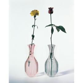 D-BROS公式 FLOWER VASE フラワーベース／ビニール製の花瓶／レギュラーサイズ 他 (ストライプ（レッド＆ブラック）, レギュラーサイズ)