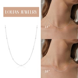 LOLIAS 925 Sterling Silver Gold Necklaces for Women Girls Ladies 14K Gold Necklace Chain Ball Bead Choker Necklace Gold Plated Necklace for Womens Teen Girlfriend Sister Friend Birthday Gift