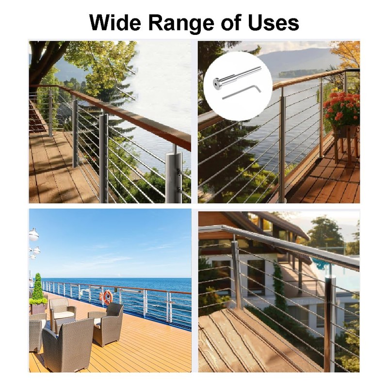 50 Pack Cable Railing Kit, 1/8" Stainless Steel Invisible Cable