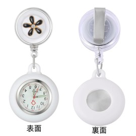 YFFSFDC Nurse Watch Clip On Reel Watch Flower Clip Pocket Watch Clip On Easy Read Simple Waterproof Expandable Nurse Medical Center Staff Unisex, Black