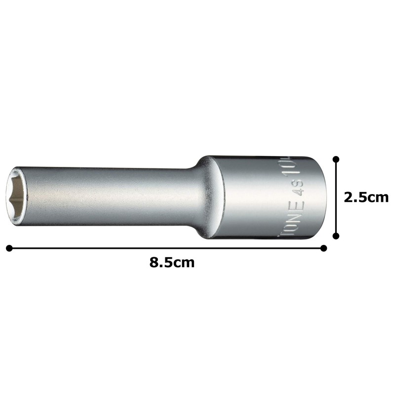 TONE Deep Socket (6 Angle) 4S-10L Insertion Angle 0.5 inch