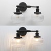 JIMUBEAM 2-Lights Industrial Glass Wall Sconces, Antique Brass Clear Striped