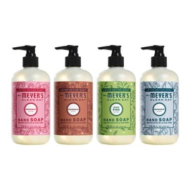Mrs. MEYER'S CLEAN DAY Hand Soap Variet (4 Count (Pack of 1), Gingerbread + Iowa Pine + Peppermint + Snow Drop)