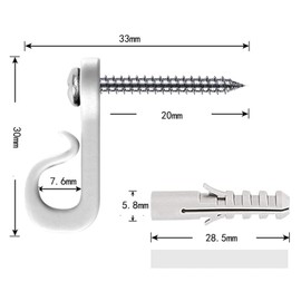 ieron Q-Hanger 20pcs Screw-in Hooks with Anchors for LED Light Strip Basket Hanging Decoration Indoor & Outdoor - White, Plastic
