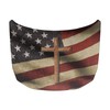 Wetoricau Cross American Flag Pattern Car Hood Cover Weather-Resistant Automotive