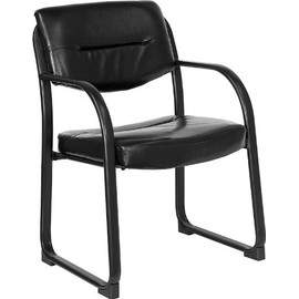Flash Furniture Black LeatherSoft Executive Side Reception Chair with Sled Base