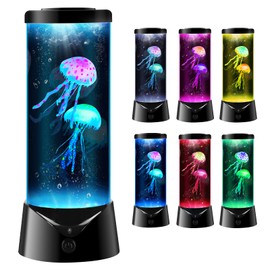 SENCU Jellyfish Tank Table Lamp, 7 Color Setting LED Aquarium Night Lights, Mood Light for Relax Home Office Decor, Christmas Birthdays Gifts for Kids Teens Girls Boys Adults