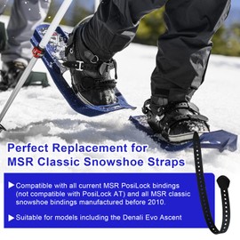 Snowshoe Bindings Replacement for MSR Classic Snowshoe Strap Kit, Snowshoe Straps for MSR Denali Evo Ascent Snowshoes, 2 Pcs Snow Shoe Heel Straps, Black (18 Inch)