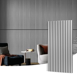 Art3d 2 Wood Slat Acoustic Panels for Wall and Ceiling - 3D Fluted Sound Absorbing Panel with Wood Finish - Brushed Silver