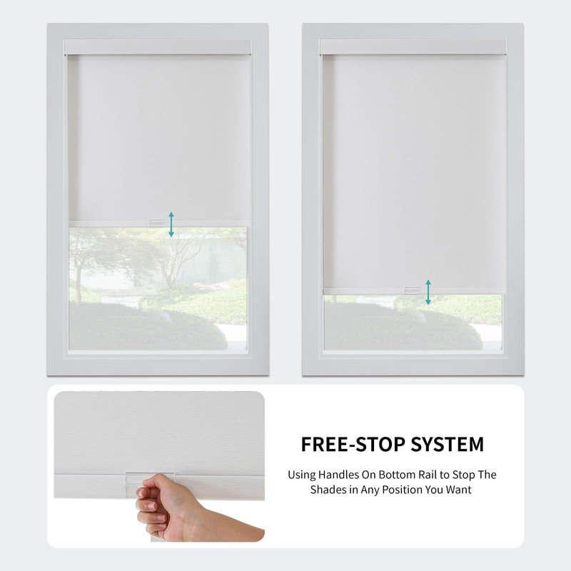 Joydeco 100% Blackout Roller Shades (Pro), Free-Stop Cordless Blinds for