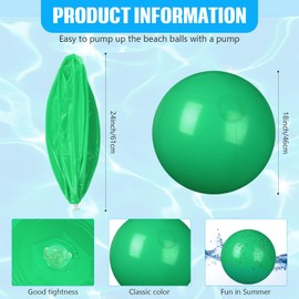 kymqlyw 4 Pcs Inflatable Beach Ball 24 inch Swimming Pool Balls Summer Outdoor Decor Ball Ornaments Floatable Ball for Swimming Pool Birthday Party Supplies (Green)