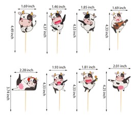 Arthsdite 48Pcs Cow Cupcake Toppers Farm Animal Happy Birthday Cupcake Decorations for Cow Farm Animal Zoo Themed Kids Boy Girl Birthday Party Supplies Party Decor