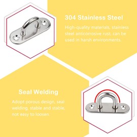 Stainless Steel Eye Plate, Wall Eyelet Plate Mast Plate, Eye Plate, Stainless Steel Cover Plate, Stainless Steel Eyelet Plates, Eyelet Plate, Durable Stainless Steel U-Shaped Eyelets, Pack of 4