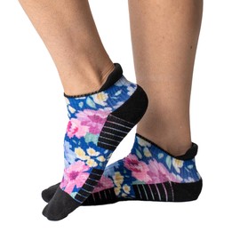 Viasox Ankle Compression Socks for Women & Men, 14 mmHg Support Improves Circulation, Extra Cushioned (Floral, M/L)