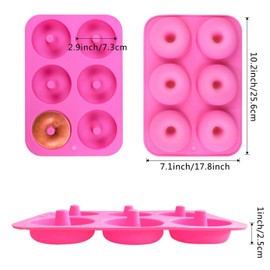 Jasinber - Molde de silicona para hornear rosquillas de 6 cavidades (paquete de 2)