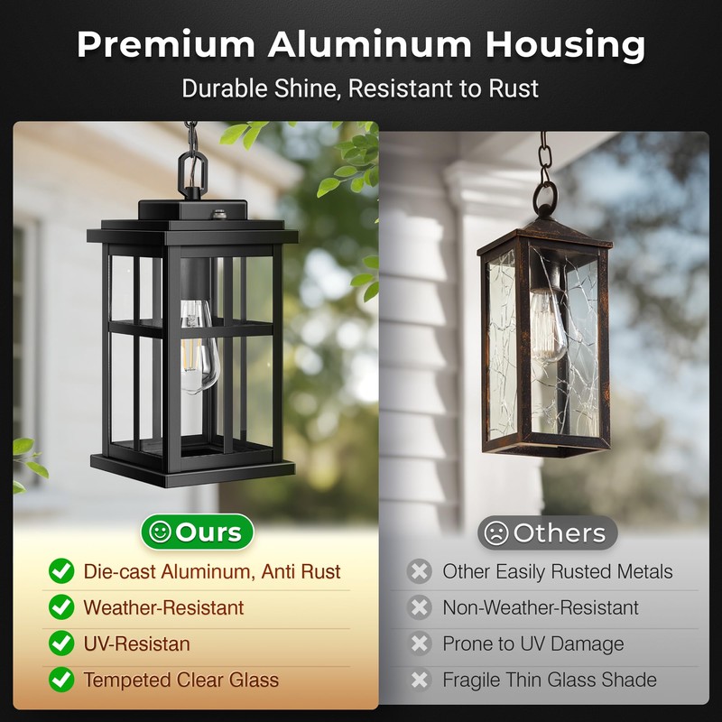 OPAXIS Dusk to Dawn Outdoor Hanging Lights, 14.5 inch Large