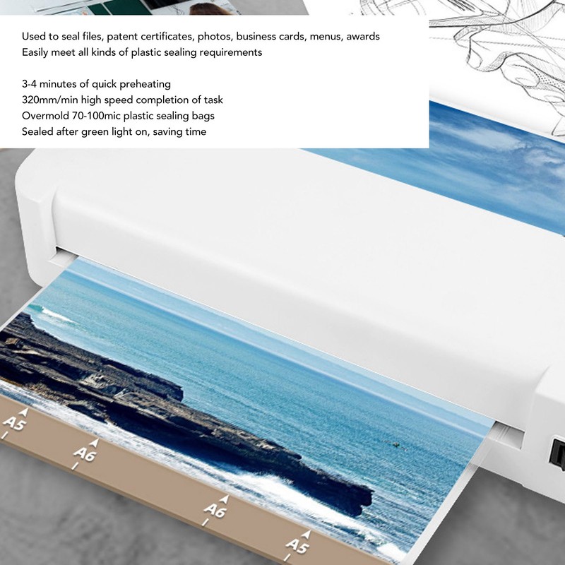 Laminator Machine A4 Mini Desktop Hot Laminating Thermal for Office
