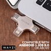 Wayzu 4-in-1 USB Flash Drive, Multi-Device Compatible, Type-C/Lightning/Micro-USB/USB-A, Portable Storage
