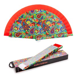 PracticDomus Cachemire Red 23cm Printed Acrylic Folding Fan