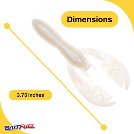 BAITFUEL Baby PACA Craw Creature Bait Infused with Supercharged X55 Formula Gel | 3.75-Inch, Pearl
