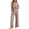 ANRABESS Women 2 Piece Lounge Pajamas Sets Casual Ribbed Knit