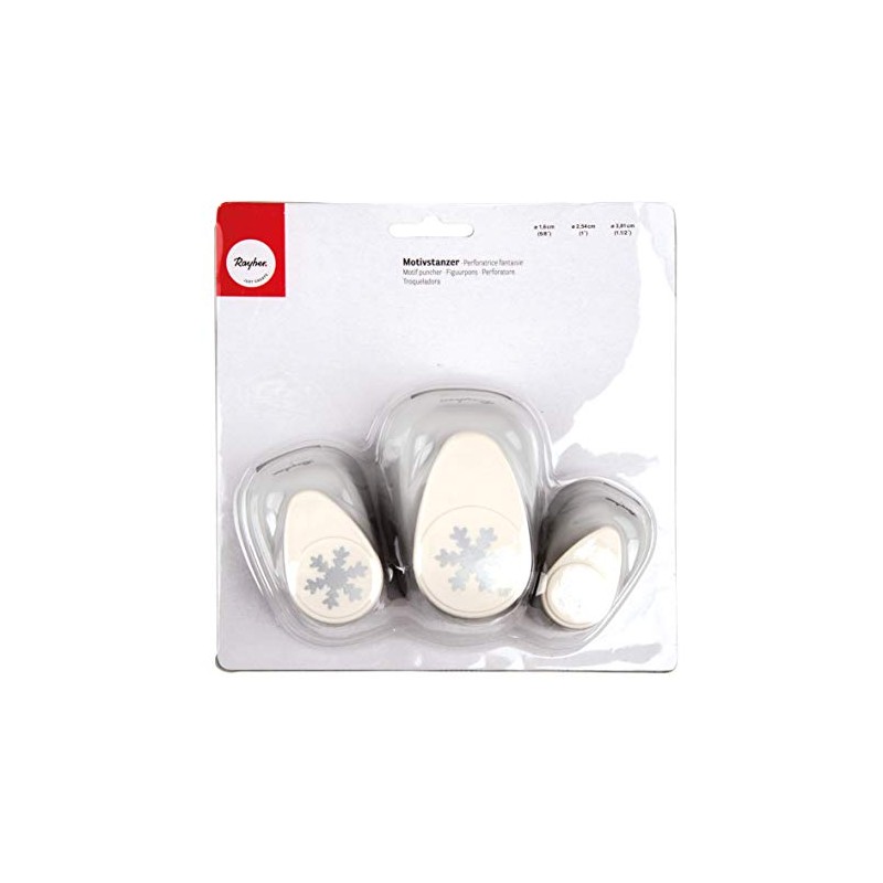 Rayher Paper Craft Punch Set with Snowflake Design, 3 Lever