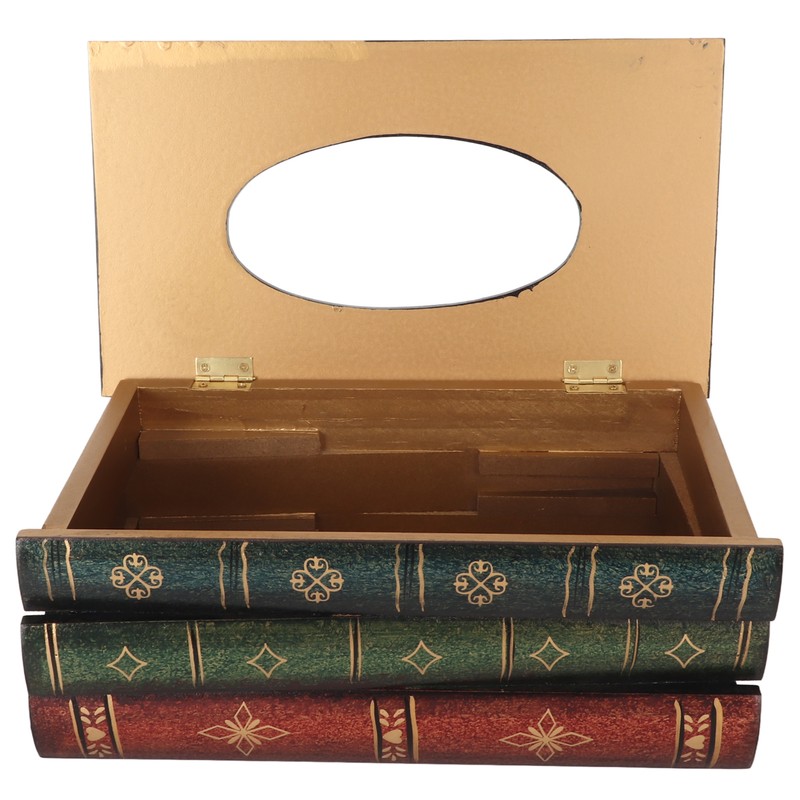 Book Tissue Box Cover Antique Rectangular Dispenser Napkin Holder for