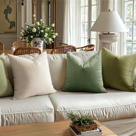 MIULEE Pack of 2 Sage Green Pillow Covers 20x20 Inch Decorative Velvet Throw Pillow Covers Modern Soft Couch Throw Pillows Farmhouse Home Decor for Spring Sofa Bedroom Living Room