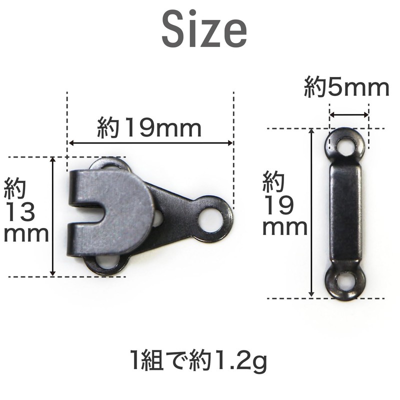 Key Hook BK-018 Thin [Black] Black 10 Pairs Front Hook