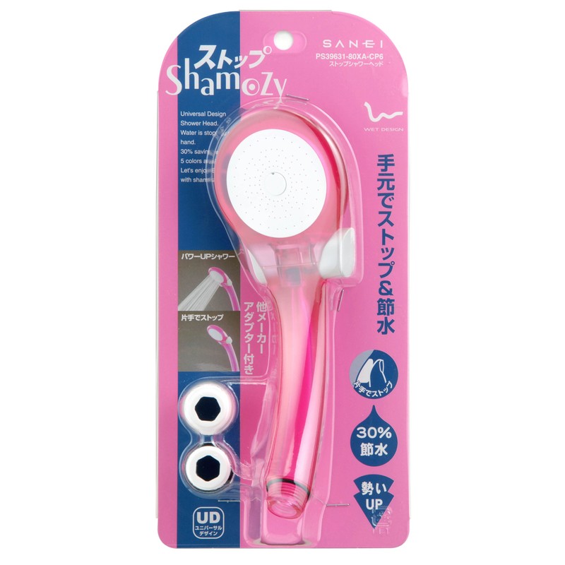 SANEI PS39631-80XA-CP6 Showerhead, Chamoisy, Water Saving, Hand Stop, Skeleton Pink