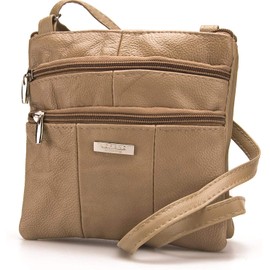 Lorenz Ladies Small Genuine Soft Leather Cross Body / Shoulder Bag (1) # 1941 - Fawn