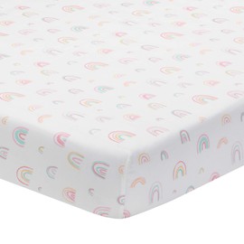 Lambs & Ivy Watercolor Pastel Rainbow 100% Cotton Baby Fitted Crib Sheet