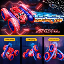 SYOKZEY RC Cars Remote Control Car, Double Sided 360°Flip 4WD Rechargeable RC Drift Car,Toys for 3-12 Year Old Boys,Toys for Ages 5-7 Toys for Ages 8-13 Christmas Basket Stuffers (Red)