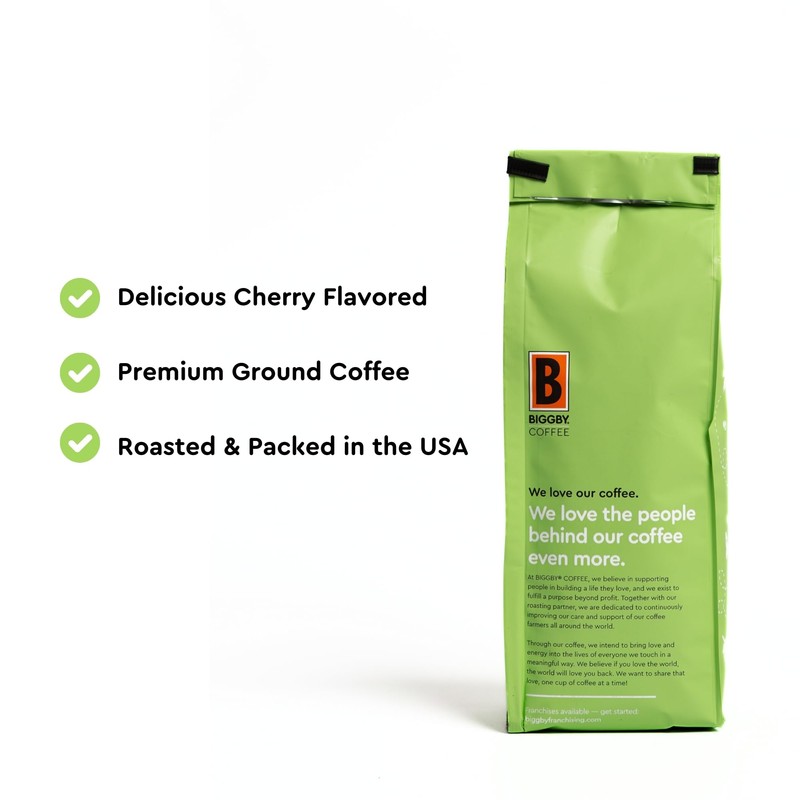 BIGGBY® Michigan Cherry Flavored Ground Coffee, 12oz Bag, Medium Roast
