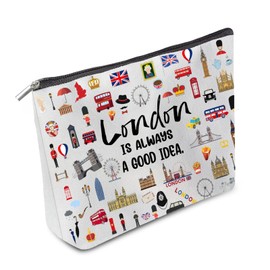 Odebyata London Travel Iconic Souvenir Makeup Bag,England London Lovers Cosmetic Bag for Besties Girls Friends Travel Lovers,Toiletry Travel Organizer Bag Zipper Bag for England Traveler (London)