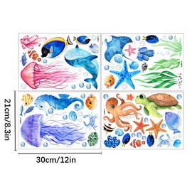 Ocean Fish Wall Decals Stickers,Ocean Wall Decal Stickers Sticker PVC Self-Adhesive Peel and Stick for Bedroom Home Nursery Bathroom Decorations