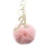 Xsclpomddy Pom Pom Keychain Artificial Fur Ball with Rhinestone Alphabet