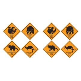 Beistle Outback Road Sign Cutouts 8 Piece, 17", Multicolor