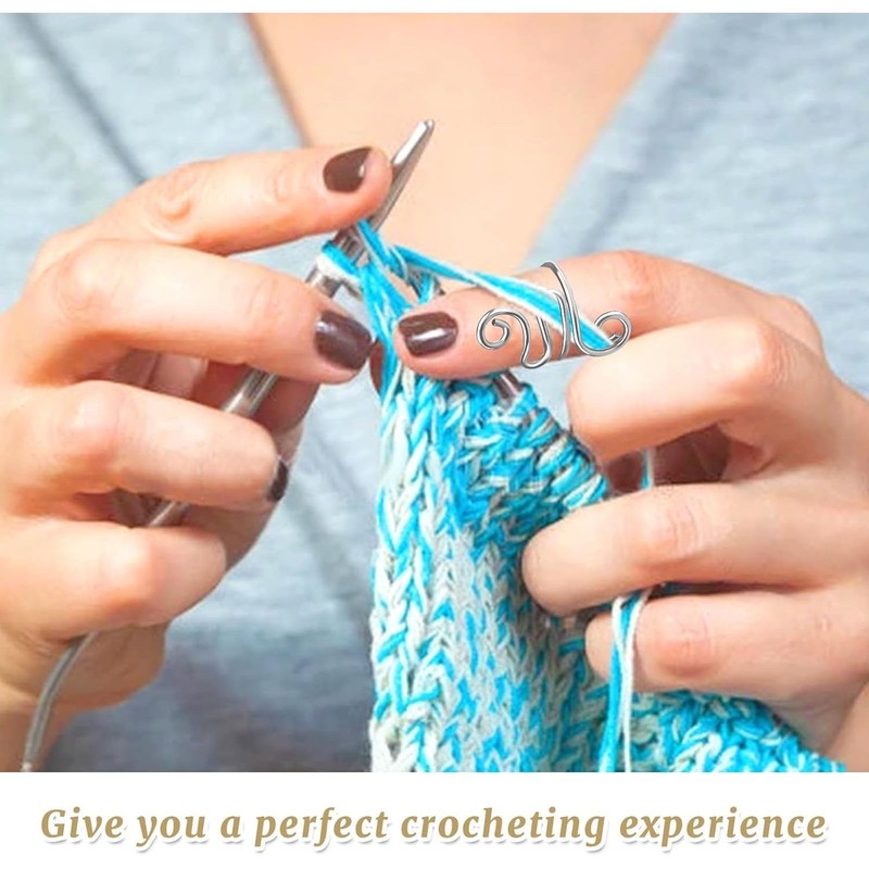 10 Crochet Hooks, Adjustable Crochet Guide Rings for Finger Knitting,
