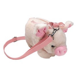 1pc Messenger Bag Small Fuzzy Shoulder Pouch Cartoon Pig Bag Birthday Lovely Crossbody Bag Small Side Shoulder Money Bag Girl Purses Kid Toy Plush Cosmetic Child Machine Doll