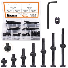 Rustark 84 Pcs M6 Black Hex Socket Cap Bolts Barrel Nuts Assortment kit with One Free Hex Key for Crib Baby Bed Cots Furniture, M6 x 20mm/30mm/40mm/ 50mm/ 60mm/ 70mm/ 80mm