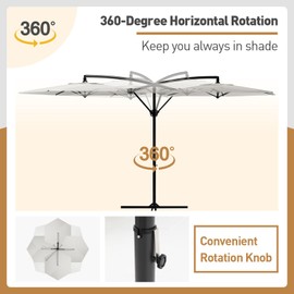 COSIEST 9ft Offset Patio Umbrella, Cantilever Hanging Outdoor Umbrella w/360-degree Rotation, Handy Crank, UV & Waterproof Canopy, 6 Ribs for Market, Backyard, Poolside, Garden
