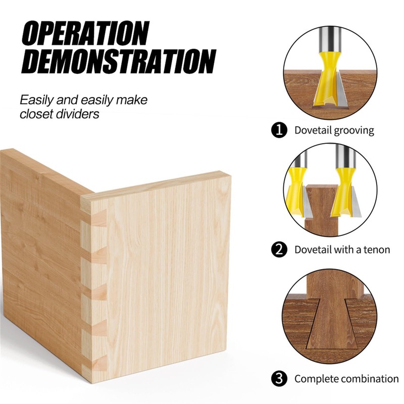 Boxonly Straight Cut Router Bit Milling Cutter Cutting Dovetail Bit