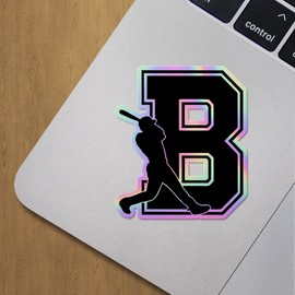 Holographic Decal Stickers of B Letter Baseball Premium Waterproof Vinyl Decal Stickers for Laptop Phone Accessory Helmet Car Window Mug Tuber Cup Door Wall Decoration ANDVER3e8210bHO