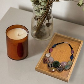 Bam & Boo (4-Pack) Natural Bamboo Rectangle Serving & Vanity Tray - for Kitchen, Bathroom, Countertop, Coffee Table (11" x 7.5" x 1.2")