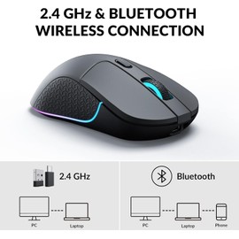 Keychron M3 Wireless Mouse, PAW3395 Sensor with Programmable Macro Button 26,000 DPI Supports 2.4 GHz/Bluetooth 5.1, 79g Ultra-Light Ergonomic Design Up to 70 Hours Using for PC Mac Laptop - Black