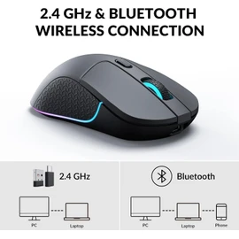 Keychron M3 Wireless Mouse, PAW3395 Sensor with Programmable Macro Button 26,000 DPI Supports 2.4 GHz/Bluetooth 5.1, 79g Ultra-Light Ergonomic Design Up to 70 Hours Using for PC Mac Laptop - Black