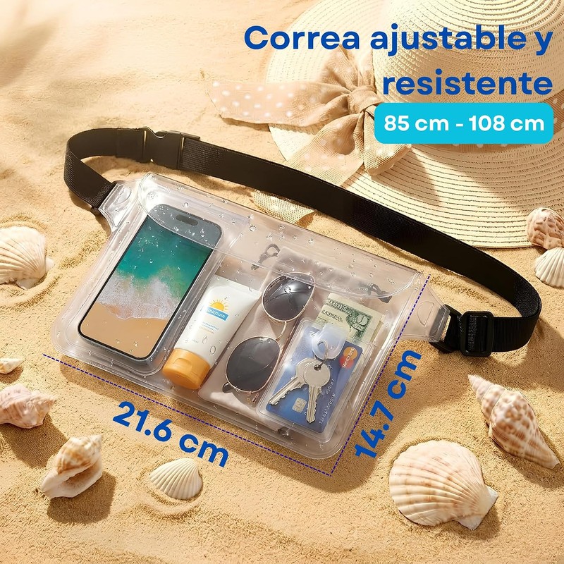 Hirola Set 2 Piezas Cangurera Impermeable para Playa y Deportes