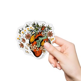 (3Pcs) Anatomical Heart Sticker Nurse Sticker Medical Sticker Floral Heart Sticker Waterproof Die-Cut Vinyl Decal for Water Bottle Laptop Kindle Booktok Nursing Worker Gifts (3 Inches)